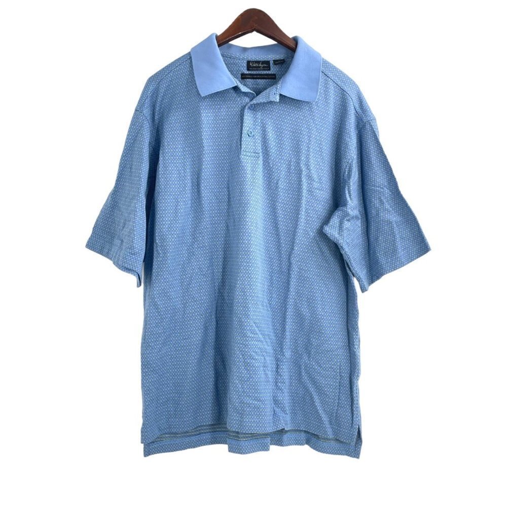 Walter Hagen Golf 60's Two Ply Mercerized Pima Cotton Blue Polo Shirt Mens Large